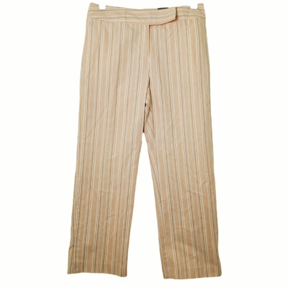 Ann Taylor NWT Grammercy Fit Cotton Pinstripe Pants - Tan & Peach Chino Trousers